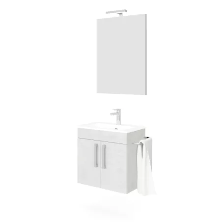 Zaffiro 60cm-es két ajtós fürdőszobaszekrény fehér tölgy + mosdó