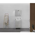 Rubino 55cm-es két ajtós fürdőszobaszekrény polccal szürke tölgy + mosdó