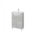 Rubino 55cm-es két ajtós fürdőszobaszekrény polccal szürke tölgy + mosdó