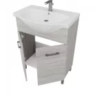 Rubino 65cm-es két ajtós fürdőszobaszekrény polccal szürke tölgy + mosdó