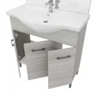 Rubino 85cm-es három ajtós fürdőszobaszekrény polccal szürke tölgy + mosdó