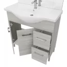 Rubino 85cm-es két ajtós, két fiókos fürdőszobaszekrény polccal szürke tölgy + mosdó