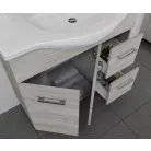 Rubino 85cm-es két ajtós, két fiókos fürdőszobaszekrény polccal szürke tölgy + mosdó