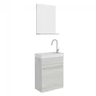 Perla 40cm-es egy ajtós fürdőszobaszekrény szürke tölgy + mosdó