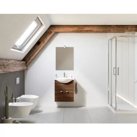 Zaffiro 55cm-es két ajtós fürdőszobaszekrény mokka tölgy + mosdó