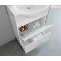   Smart 55cm-es lenyílós fiókos fürdőszobaszekrény polccal + mosdó