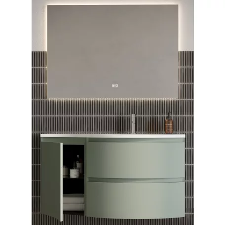 Armonia 105 cm-es fürdőszobaszekrény zsálya+ mosdó balos