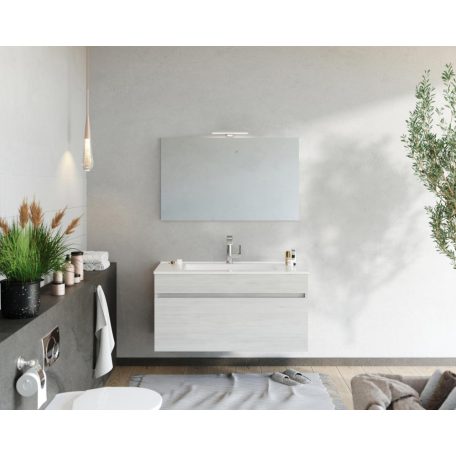 Bogota 100cm-es 1 fiókos fürdőszobaszekrény fehér tölgy + mosdó