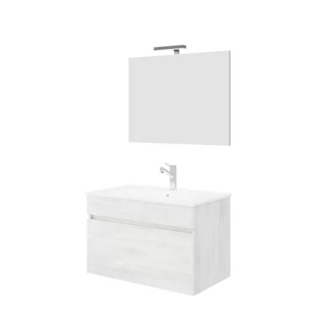 Bogota 80cm-es 1 fiókos fürdőszobaszekrény fehér tölgy + mosdó