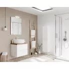 Easy 60cm-es két fiókos fürdőszobaszekrény fényes fehér & természetes tölgy