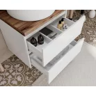 Easy 60cm-es két fiókos fürdőszobaszekrény fényes fehér & természetes tölgy