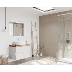   Easy 80cm-es két fiókos fürdőszobaszekrény fényes fehér & natúr tölgy