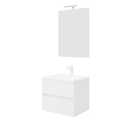 Easy 60cm-es két fiókos fürdőszobaszekrény fényes fehér + mosdó