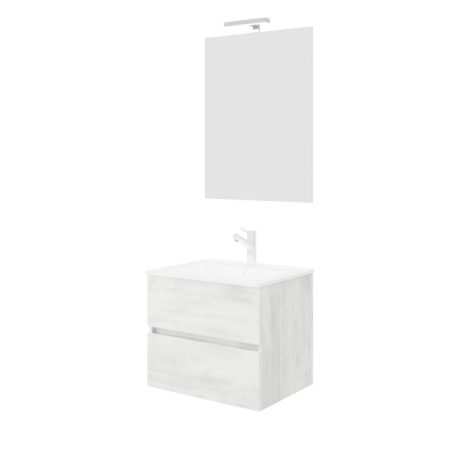 Easy 60cm-es két fiókos fürdőszobaszekrény fehér tölgy + mosdó