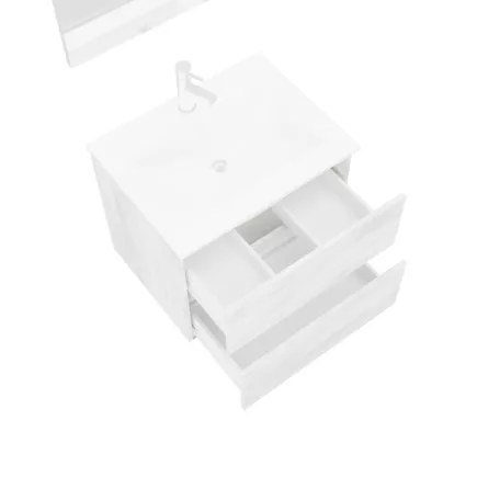 Easy 60cm-es két fiókos fürdőszobaszekrény fehér tölgy + mosdó