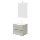 Easy 60cm-es két fiókos fürdőszobaszekrény szürke tölgy + mosdó