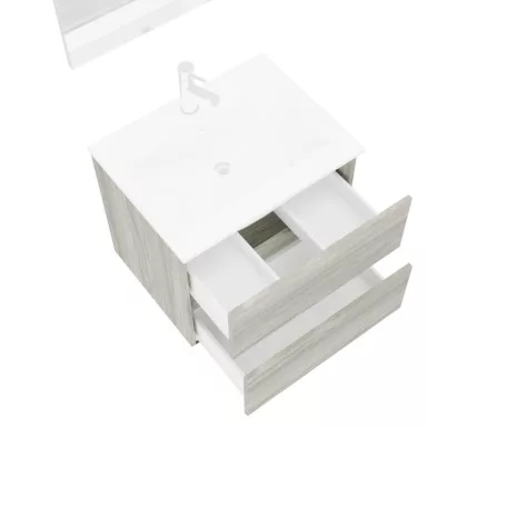 Easy 60cm-es két fiókos fürdőszobaszekrény szürke tölgy + mosdó