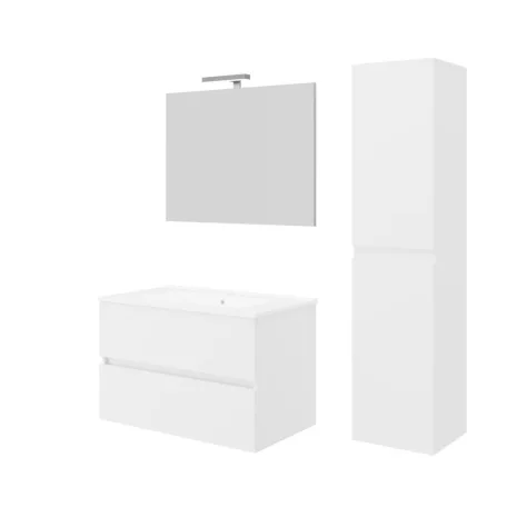 Easy 80cm-es két fiókos fürdőszobaszekrény fényes fehér+ mosdó