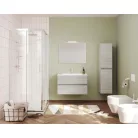 Easy 80cm-es két fiókos fürdőszobaszekrény szürke tölgy + mosdó