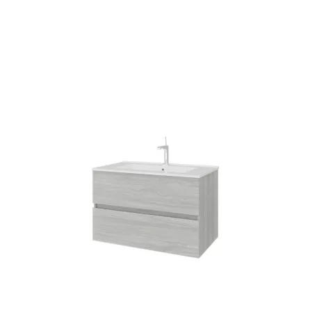 Easy 80cm-es két fiókos fürdőszobaszekrény szürke tölgy + mosdó