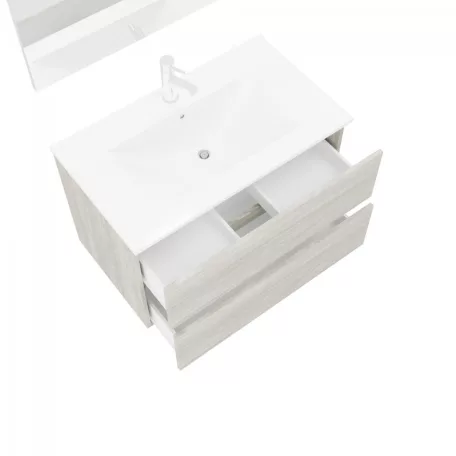 Easy 80cm-es két fiókos fürdőszobaszekrény szürke tölgy + mosdó