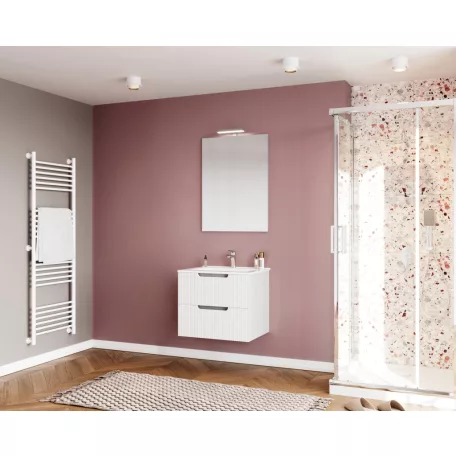 Ibiza 60 cm-es 2 fiókos fürdőszobaszekrény mart előlapokkal + mosdó