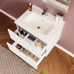   Ibiza 60 cm-es 2 fiókos fürdőszobaszekrény mart előlapokkal + mosdó