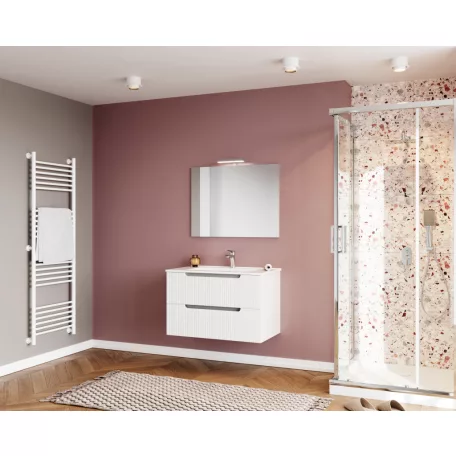 Ibiza 80 cm-es 2 fiókos fürdőszobaszekrény mart előlapokkal + mosdó