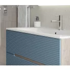 Iris 100cm-es 2 fiókos fürdőszobaszekrény amerikai dó/kék + mosdó