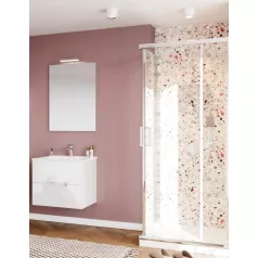   Iris 60cm-es 2 fiókos fürdőszobaszekrény fényes fehér + mosdó