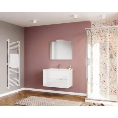   Iris 80cm-es 2 fiókos fürdőszobaszekrény fényes fehér + mosdó