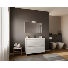   Lisbona 100cm-es 2 fiókos fürdőszobaszekrény szürke tölgy + mosdó