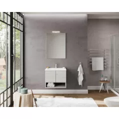   Oslo 60cm-es két ajtós fürdőszobaszekrény szürke tölgy + mosdó