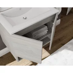   Oslo 60cm-es két ajtós fürdőszobaszekrény szürke tölgy + mosdó