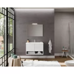   Oslo 80cm-es két ajtós fürdőszobaszekrény fehér tölgy + mosdó