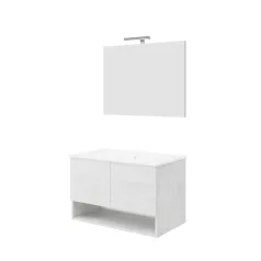   Oslo 80cm-es két ajtós fürdőszobaszekrény fehér tölgy + mosdó