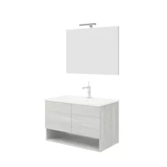   Oslo 80cm-es két ajtós fürdőszobaszekrény szürke tölgy + mosdó