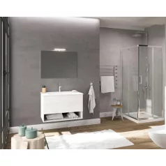   Oslo 80cm-es fiókos fürdőszobaszekrény fehér tölgy + mosdó