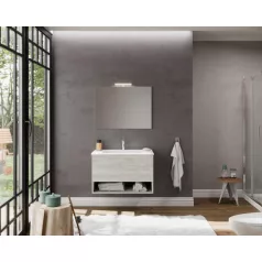   Oslo 80cm-es fiókos fürdőszobaszekrény szürke tölgy + mosdó