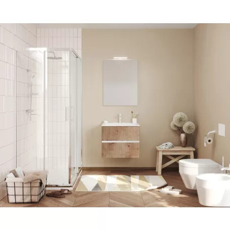 Santorini 60 cm-es 2 fiókos fürdőszobaszekrény mart előlapokkal + mosdó