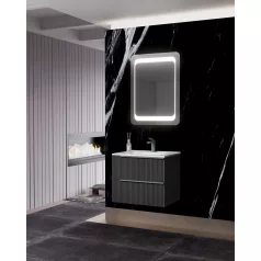   Sidney 60 cm-es 2 fiókos fürdőszobaszekrény mart előlapokkal + mosdó