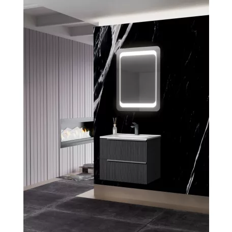 Sidney 60 cm-es 2 fiókos fürdőszobaszekrény mart előlapokkal + mosdó