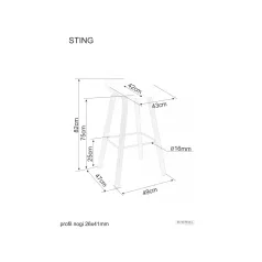 Sting bárszék, tölgy, fehér