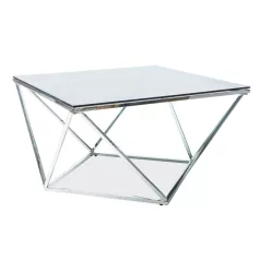 Ezüst A dohányzóasztal, 80X80, króm, üveg