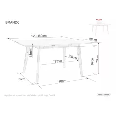 Brando asztal, 120X80, tölgy, tölgy