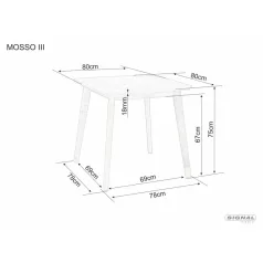 Mosso III asztal, 80X80, tölgy, tölgy