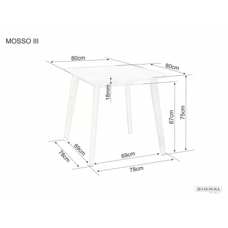 Mosso III asztal, 80X80, tölgy, tölgy