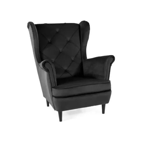 Lady bársony fotel, fekete