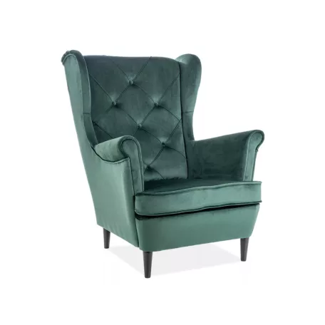 Lady bársony fotel, zöld