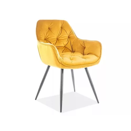 Cherry bársony szék, fekete, curry